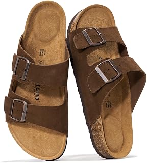 Project Cloud Mens Sandals 100% Genuine Leather Mens Slides Sandals for Men