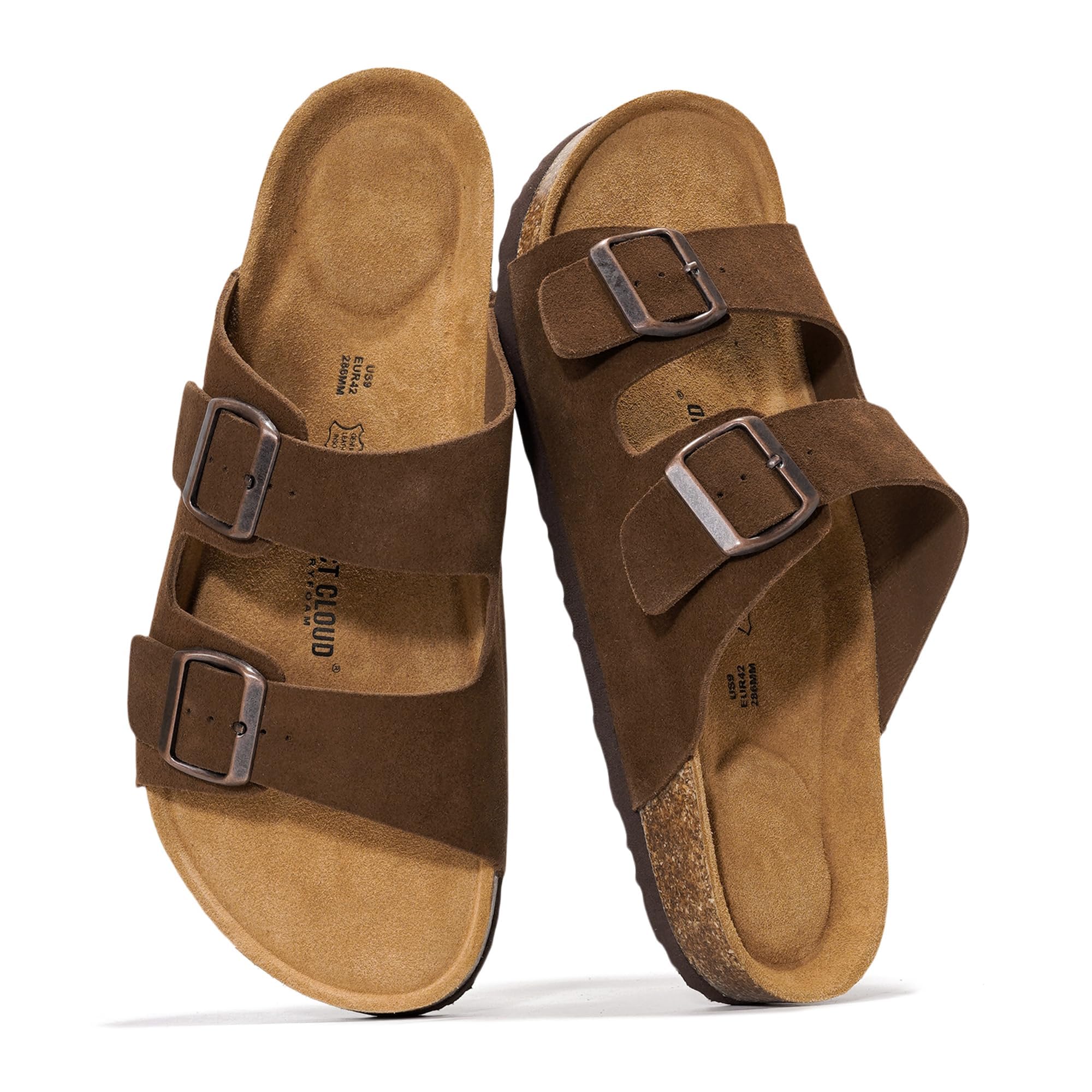 Project Cloud Mens Sandals 100% Genuine Leather Mens Slides Sandals for Men