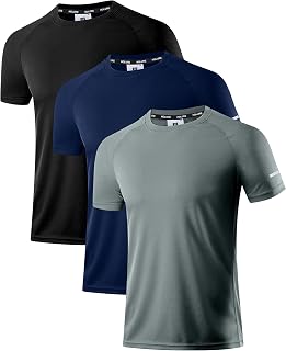 Holure Men's Sports T-Shirts, Breathable, Quick-Drying, Short-Sleeved, Functional, for Running, Summer Fitness, Training, Hiking, Working out, Bodybuilding, Pack of 3 or 5