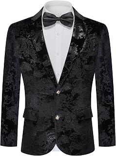 MAGE MALE Men's Dress Party Floral Suit Jacket Notched Lapel Slim Fit Two Button Stylish Blazer