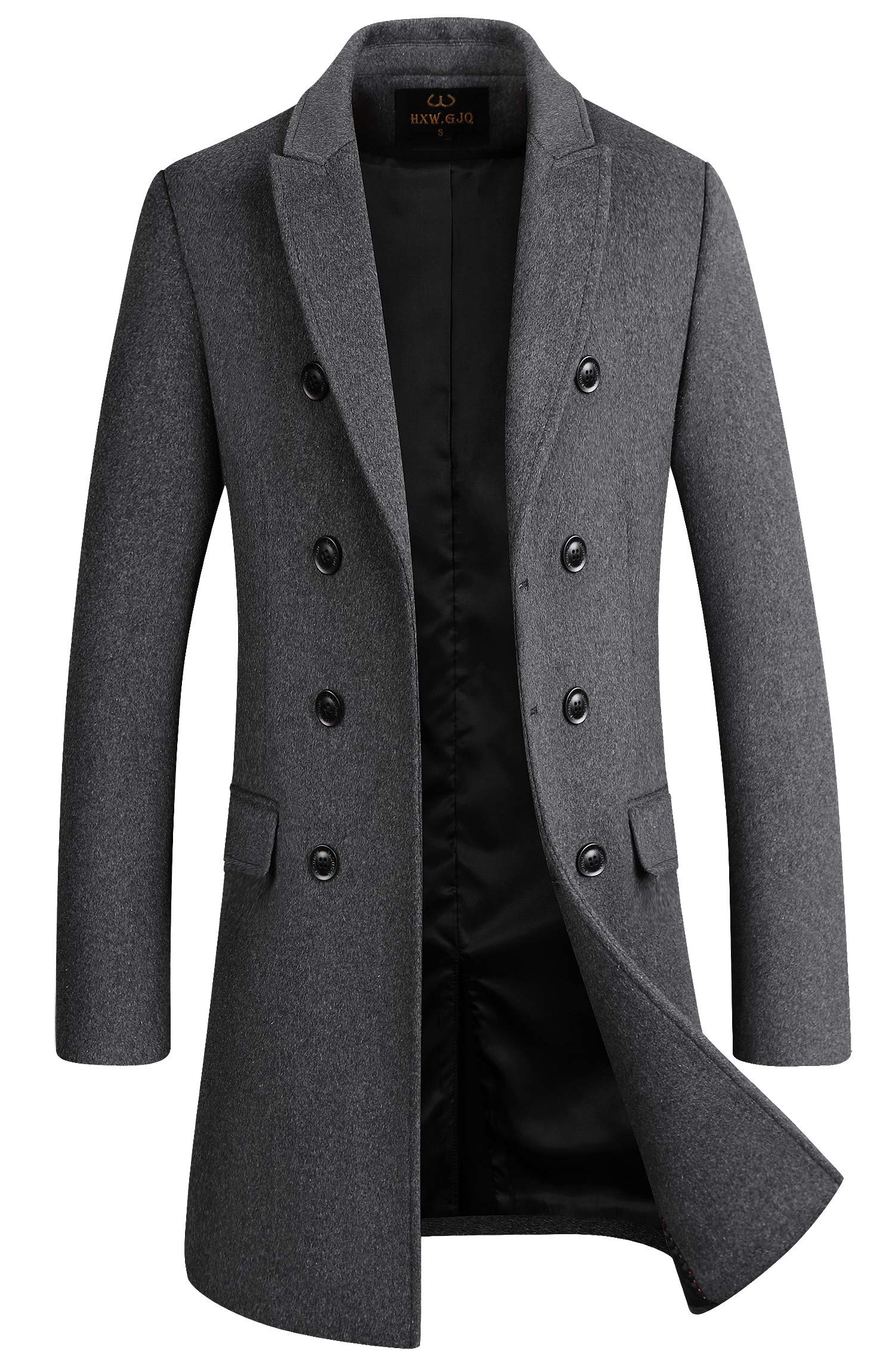 Men's Premium Wool Blend Double Breasted Long Pea Coat
