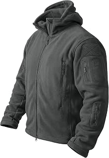 CRYSULLY Mens Military Tactical Warm Sports Fleece Hooded Outdoor Jacket