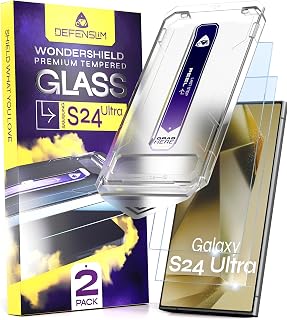 Defenslim for Samsung GALAXY S24 ULTRA Screen Protector (2Pack), Easy Auto-Dust & Align Install Kit, 6.8" Tempered Glass, 9H Hardness, Ultra HD Clear, Case Friendly, WonderShield