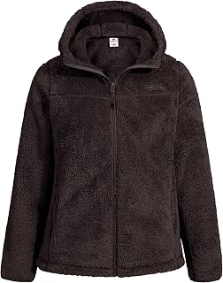 Pioneer Camp Women's Fuzzy Fleece Jacket Full Zip Up Lightweight Warm Soft Fleece Coat with hood for Spring Fall Winter