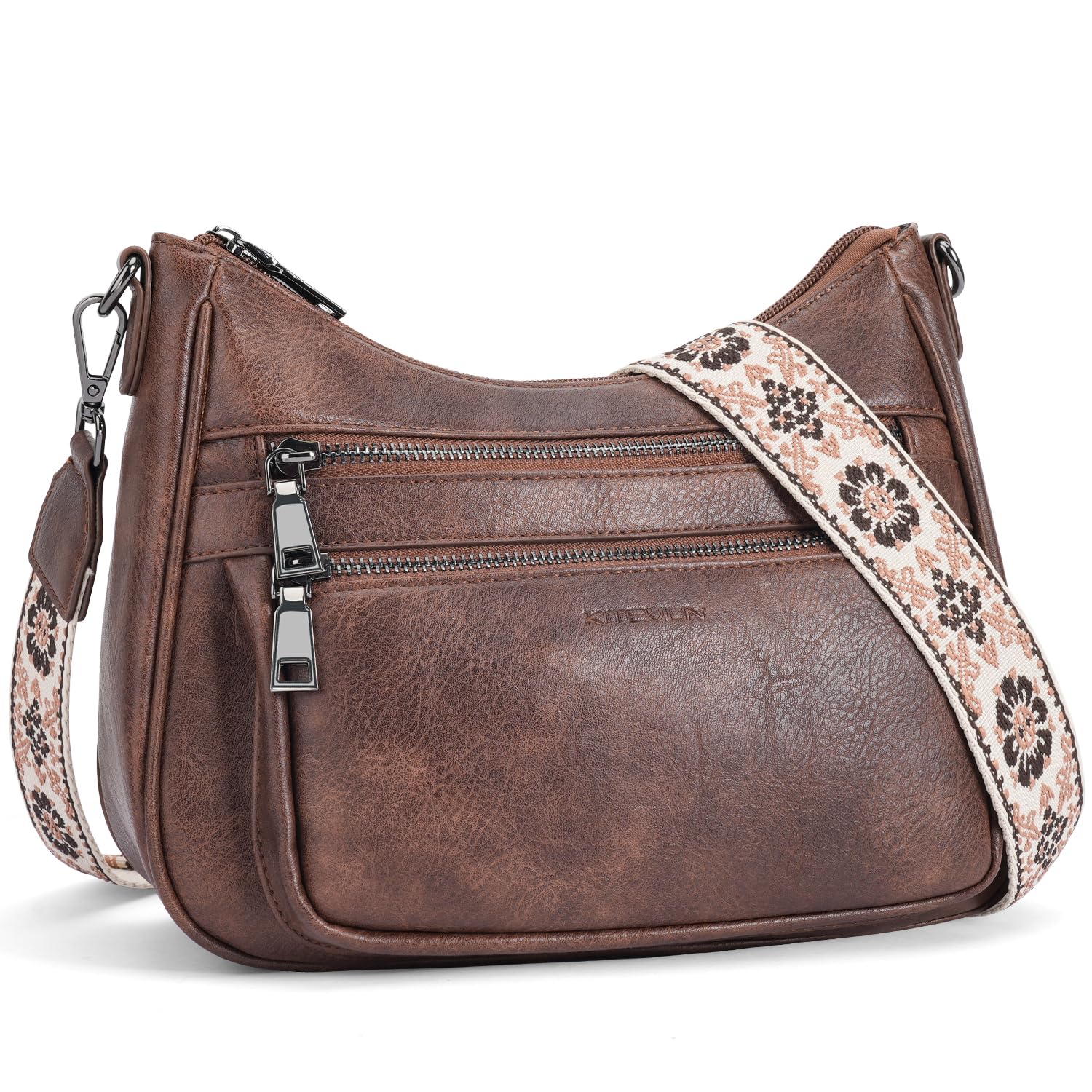 KITEVIUN Crossbody Bags for Women Leather Purse Trendy Multi Pocket Shoulder Han