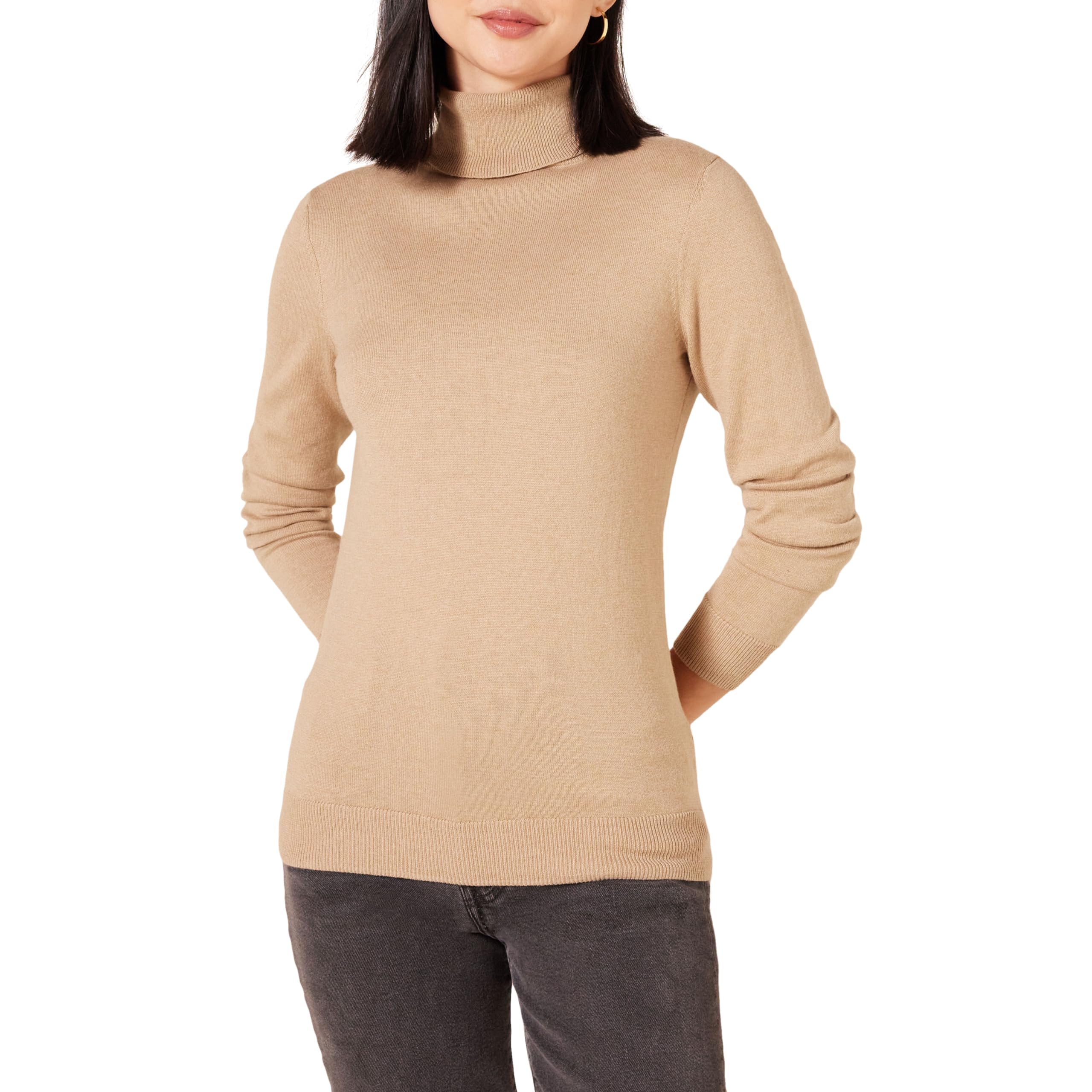 Amazon Essentials Dolcevita Leggero a Maniche Lunghe, Vestibilità Aderente Donna