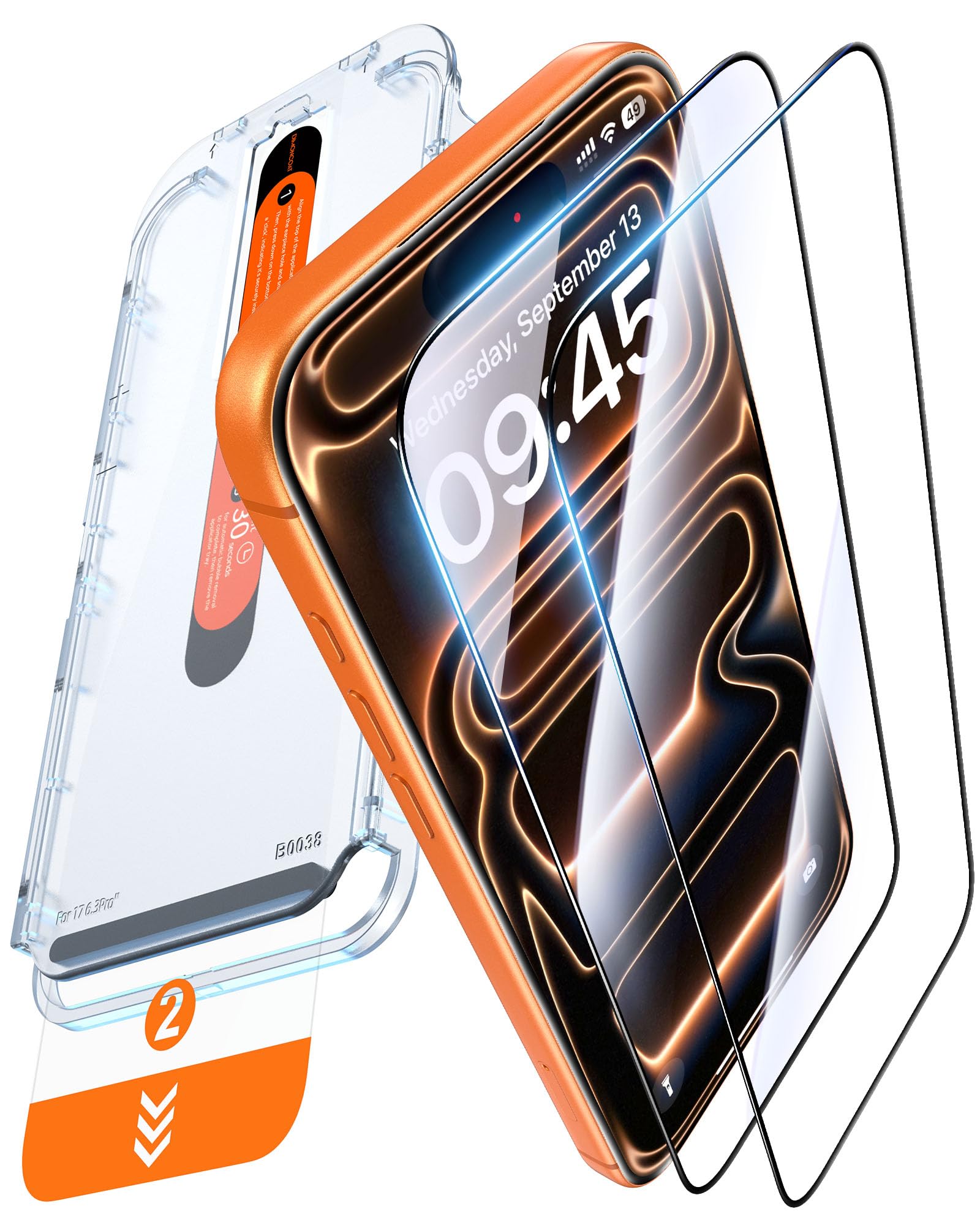 DIMONCOAT Top 9H++ Glass 2 Pack for iPhone 17 Pro Screen Protector 6.3''