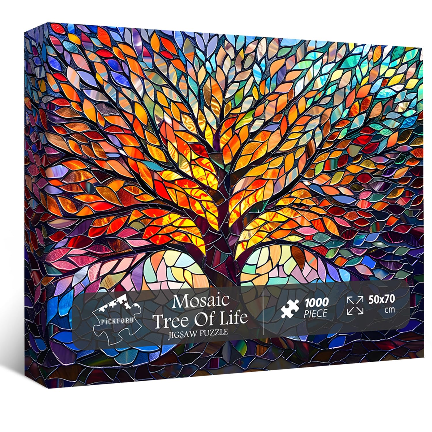 PICKFORU Stained Glass Puzzle Tree of Life Puzzles for Adults 1000 Pieces, Impos
