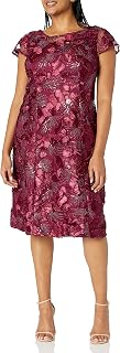 Alex Evenings Women's Tea Length A-line Rosette Dress