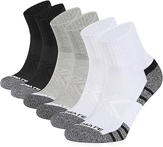 Closemate Men's Quarter Trainer Socks with Terry Cloth Sole, 6 Pairs