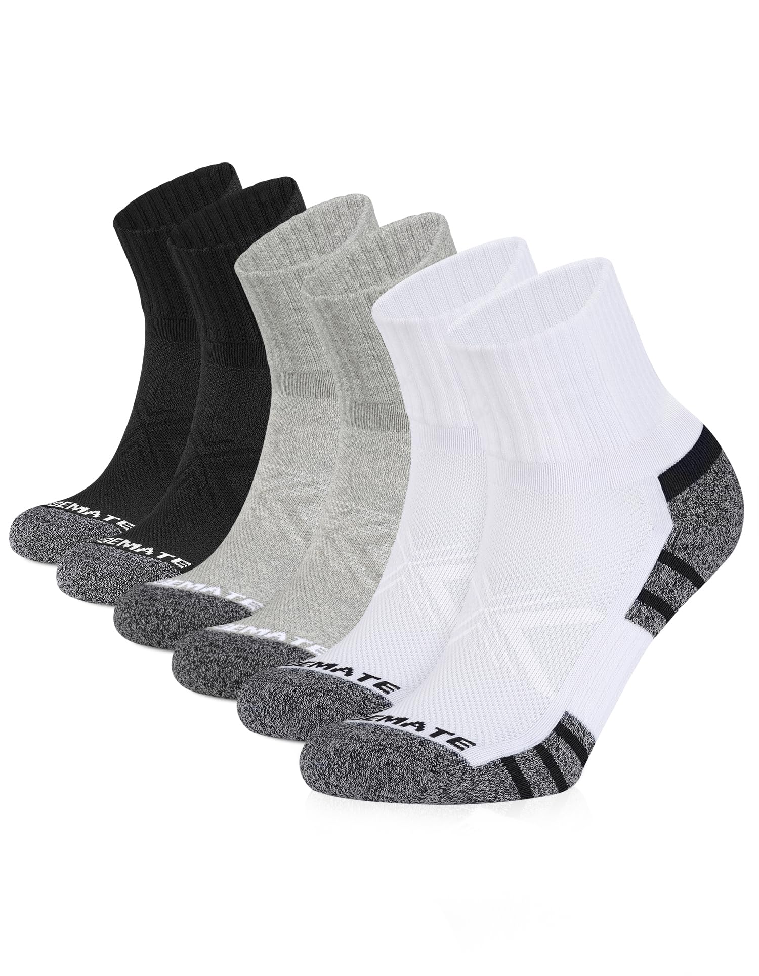 Closemate Men's Quarter Trainer Socks with Terry Cloth Sole, 6 Pairs