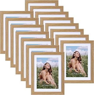 15 Pack Photo Frames 5x7 with Mat, Versatile Photo Frames 6x8 Without Mat, Natural Wood Colour Picture Frame 7x5 for Wall or Tabletop Display