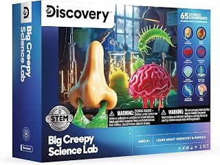 Discovery™ Big Creepy Science Lab – 65 Experiments STEM Kit for Kids| Slime, Reactions, Crystals & Gross Science| Educational Learning Project Activity Set| Chemistry & Physics Toy Gift| Ages 8+