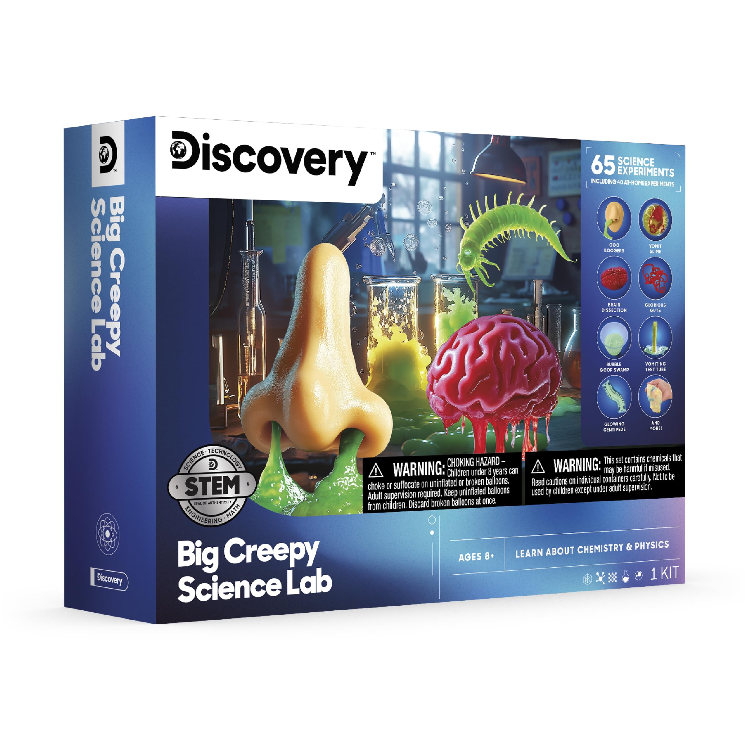 Discovery™ Big Creepy Science Lab – 65 Experiments STEM Kit for Kids| Slime, Rea