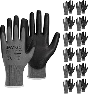 KAYGO Safety Work Gloves for Men Women, PU Coated Palm & Fingers, KG11P