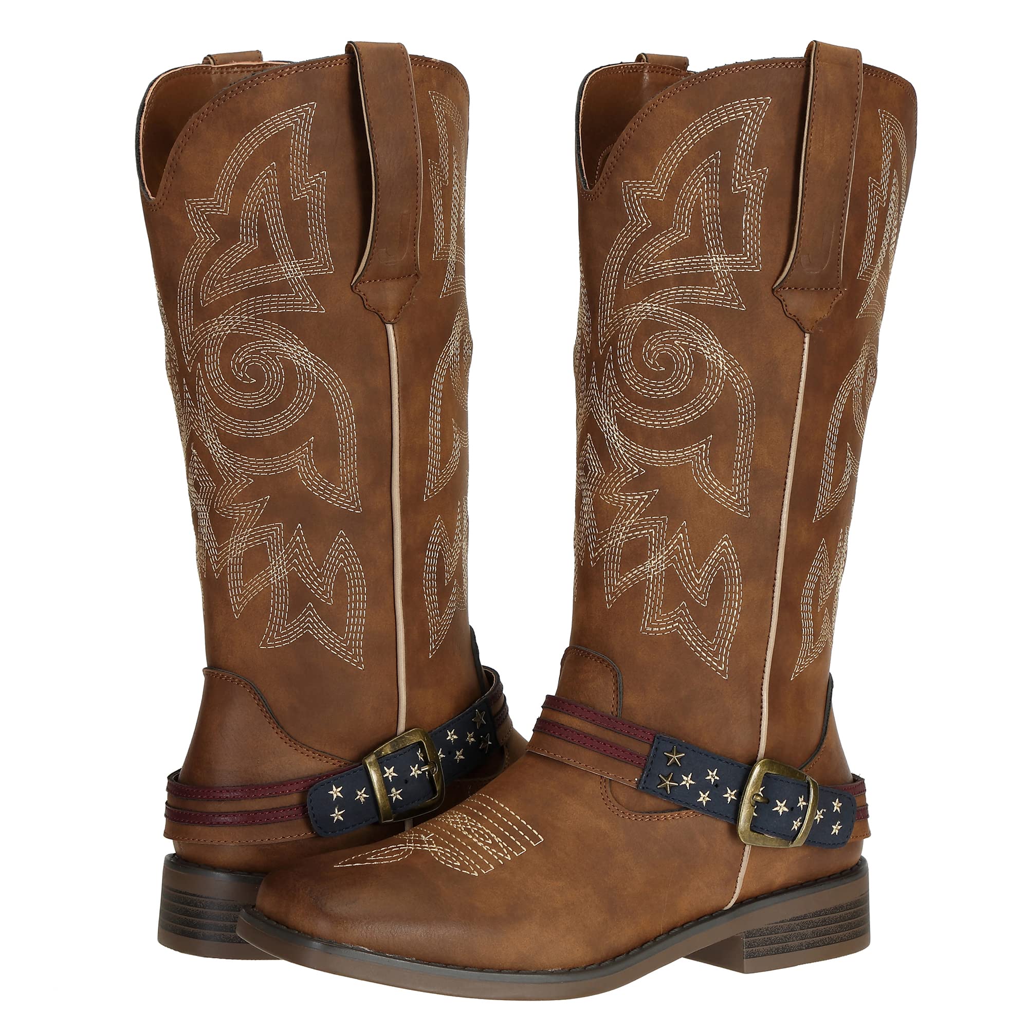 J's.o.l.e Tall Cowboy Boots for Women Square Toe Ladies Western Cowgirl Shoes