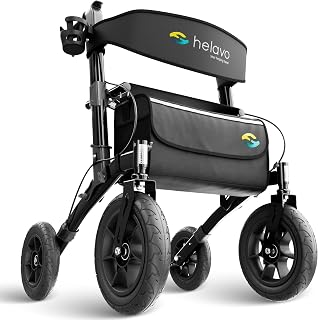 Helavo All Terrain Walker, 12" Pneumatic Tires, Outdoor Rollator Walker