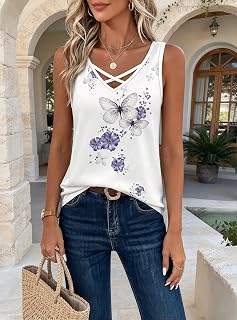 Women Tank Tops Summer T-Shirts Sleeveless Casual Loose Blouses