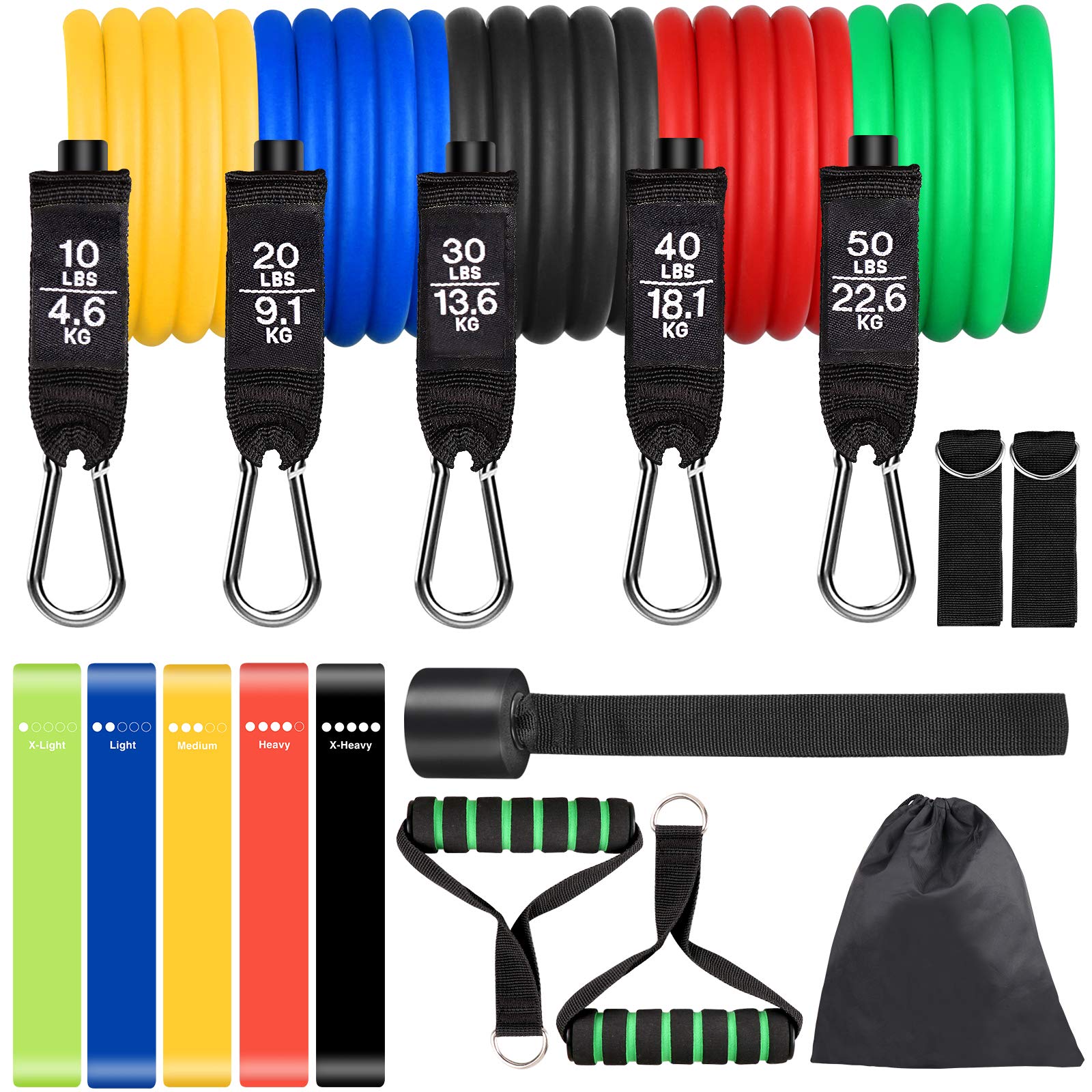 Sensyne Resistance Bands Set 16PCS Exercise Band for Working Out Up to 150 lbs, 