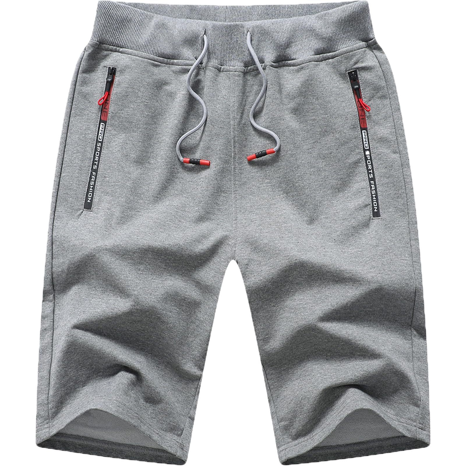 JustSun Mens Shorts Casual Sports Joggers Shorts with Elastic Waist Zipper Pocke