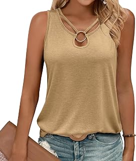 Gihgoew Summer Tank Tops for Women 2025 Keyhole Neck Sleeveless Fashion Cute Tops