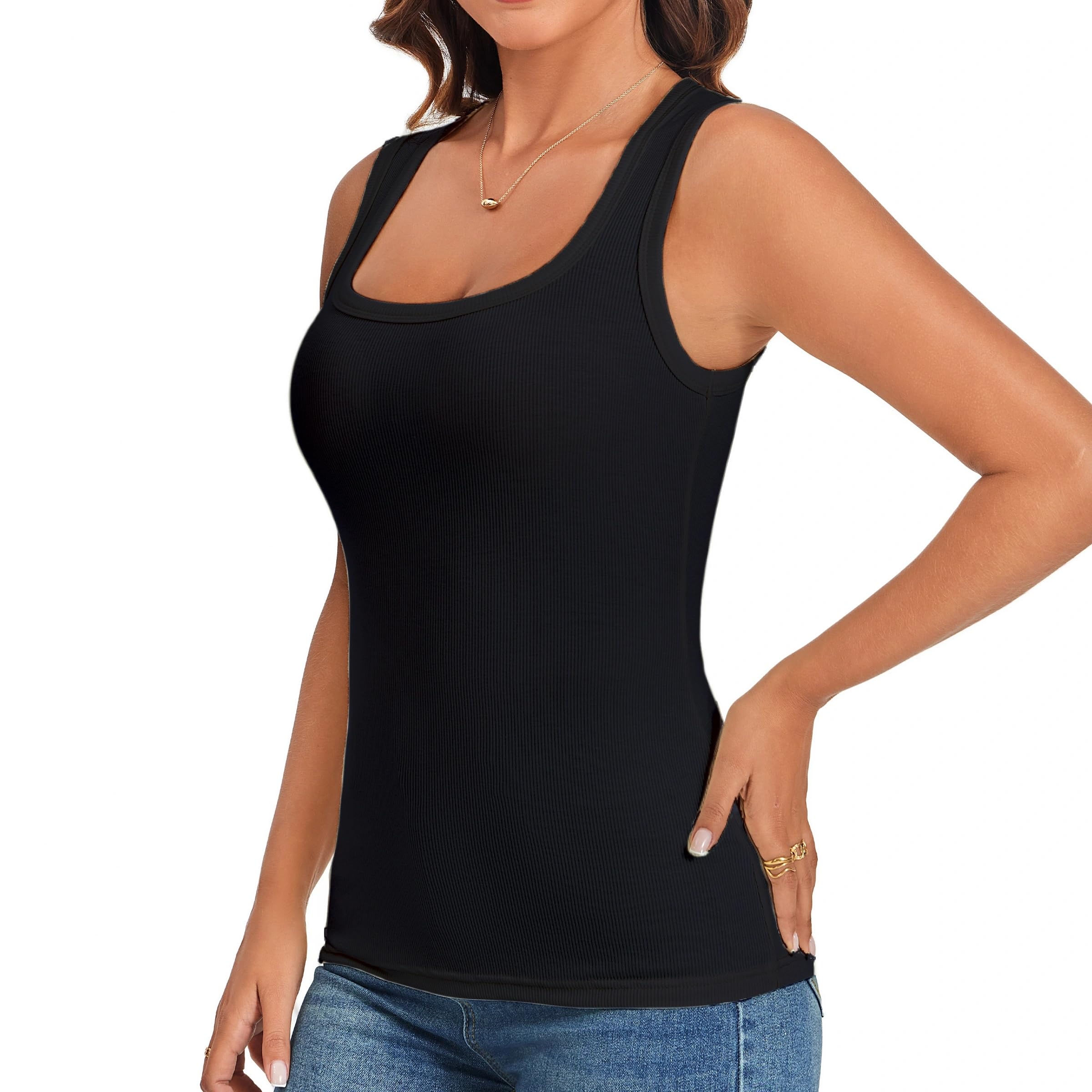 ASAIR Tank Tops for Women Racerback Square Neck Sexy Ribbed Basic Fashion Sleeve