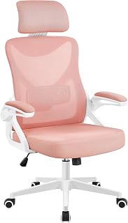 Yaheetech Ergonomic Office Chair Lumbar Support Chair White/Pink
