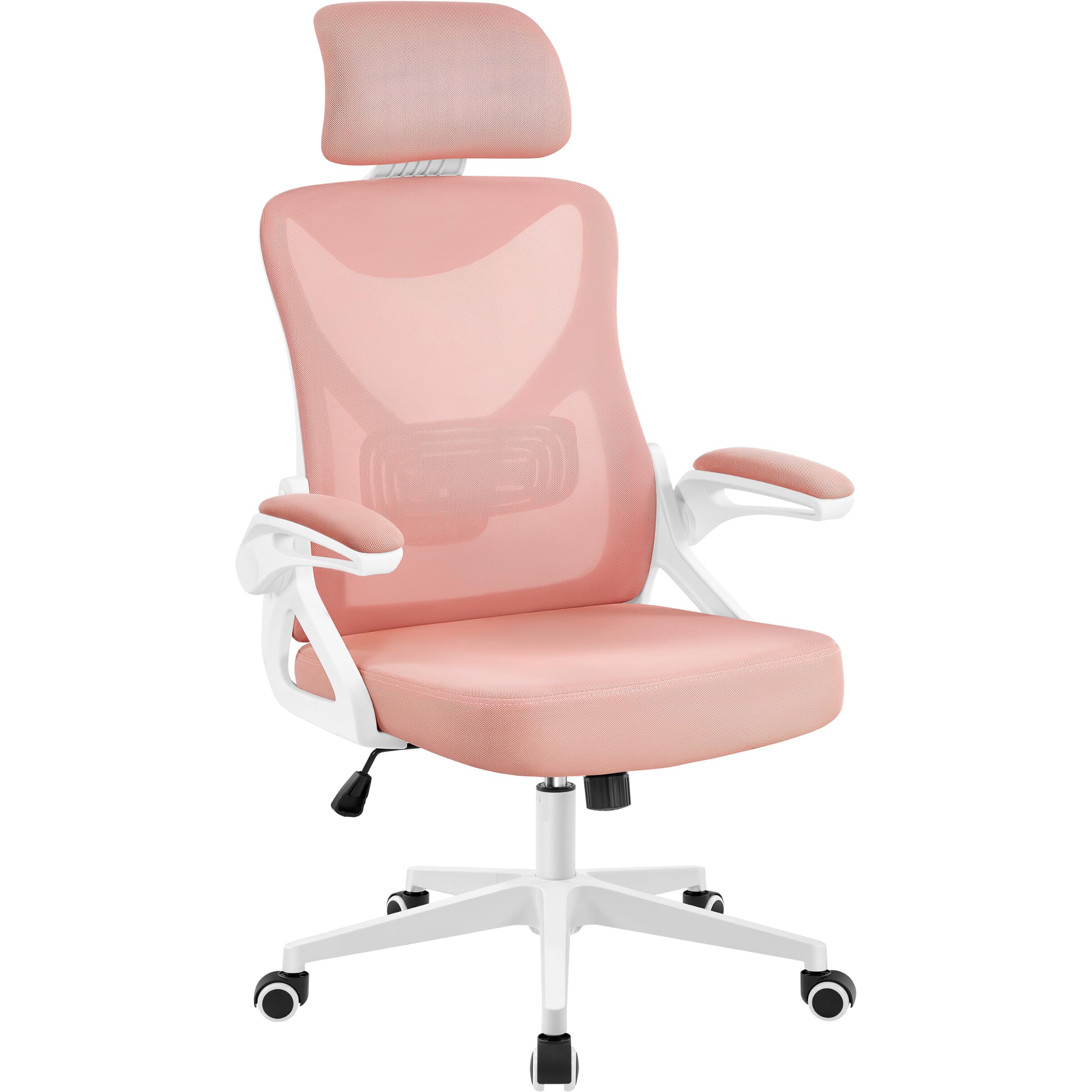 Yaheetech Ergonomic Office Chair Lumbar Support Chair White/Pink