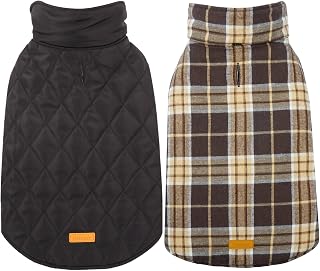 Kuoser Waterproof Dog Coat, Warm Reversible Dog Jacket with Leash Hole