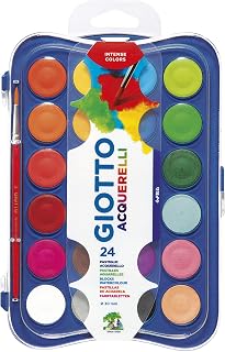 Giotto Watercolor Watercolor Tempere + 1 Brush, 30 mm, 24 Units, Pack of 1, Multicoloured, Pack of 1