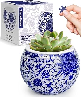 PieceRelax Unique 3D Puzzle Planter - 80 Plastic Pieces [K1101] | Oriental Floral Ornament - 3D DIY Puzzle, Crafts for Adults, Housewarming gift and Home Décor, No Glue Needed
