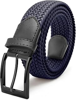 Fairwin Men's Elastic Braided Nylon Adjustable Belt Fabric No Hole