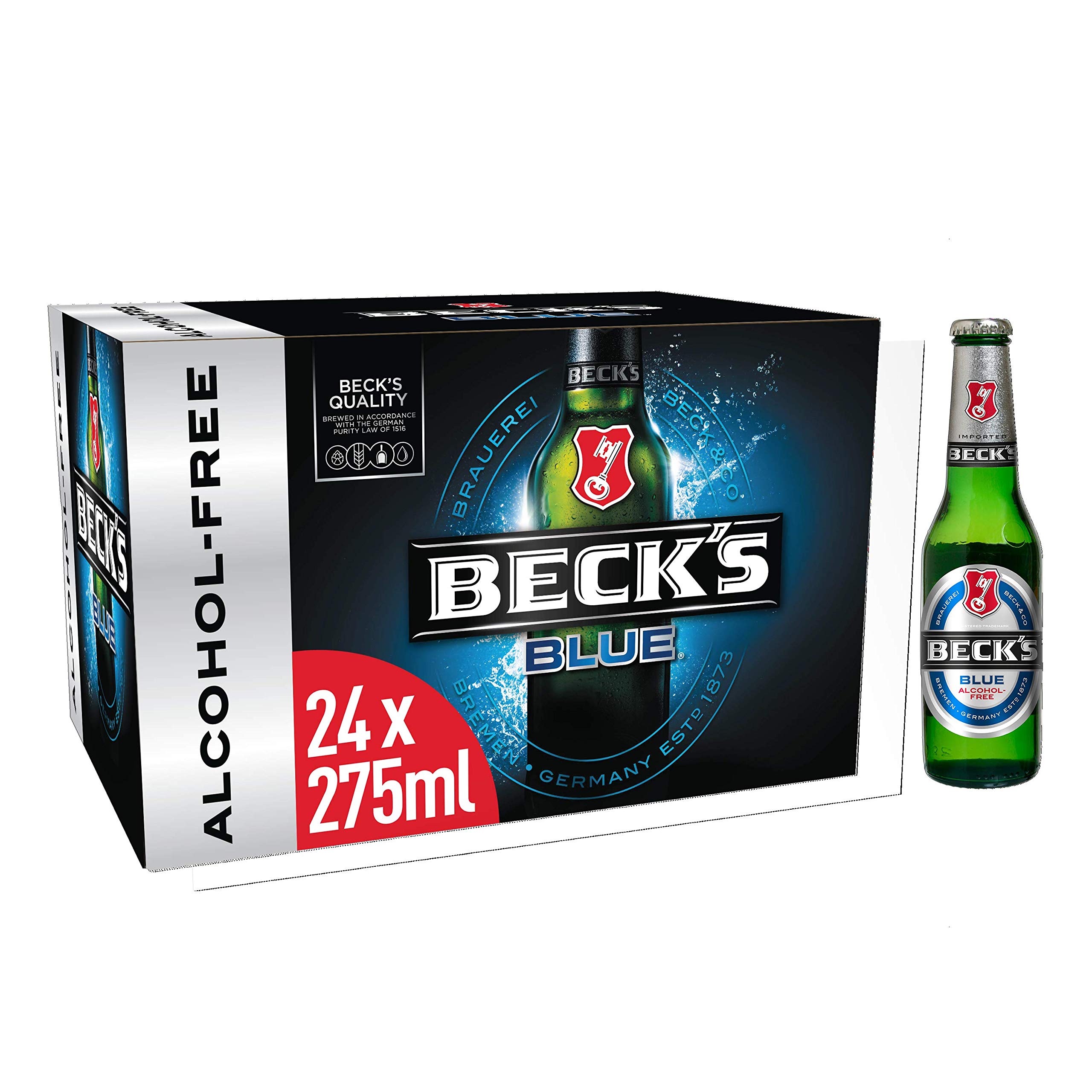 Beck's Blue 0% Alcohol Free German Lager Beer Bottle, 24 X 275 Ml