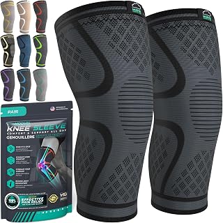 MODVEL Compression Knee Brace for Women & Men - 2 Pack Knee Brace for Women Running Knee Pain, Knee Support Compression Sleeve, Workout Sports Knee Braces for Meniscus Tear ACL & Arthritis Pain Relief