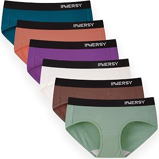 INNERSY 6 Pack Teen Girls Soft Cotton Underwear Sports Waist Comfortable Briefs (Teenager 10-16 Years)