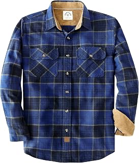 Dubinik Men’s Flannel Shirt, Button-Down Chequered Cotton Shirt, Casual, Long Sleeves, with Two Chest Pockets