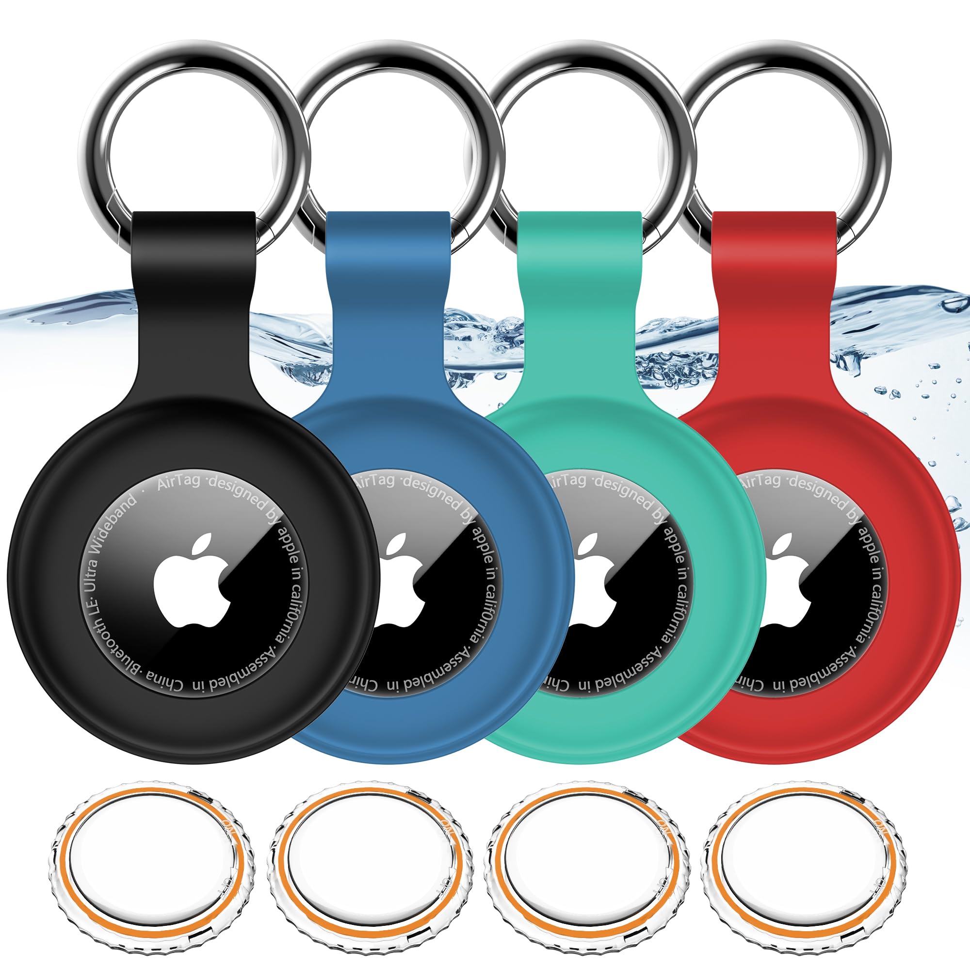 1|2|4Pack for Apple AirTag Holder with Keychain for Air Tag 2nd/1st Gen | Waterp
