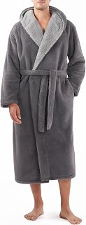 DAVID ARCHY Mens Bathrobes, Mens Robe, Long Robe Bathrobe Warm Neck Ultra Soft Bathrobe Mens Lounge Wear