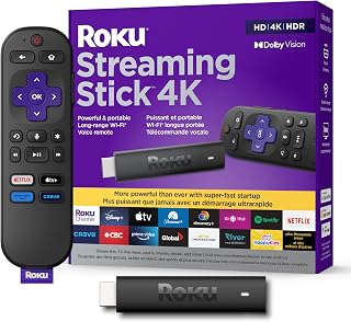 Roku Streaming Stick 4K | Streaming Device 4K/HDR/Dolby Vision with Voice Remote with TV Controls and Long-Range Wi-Fi (Renewed)