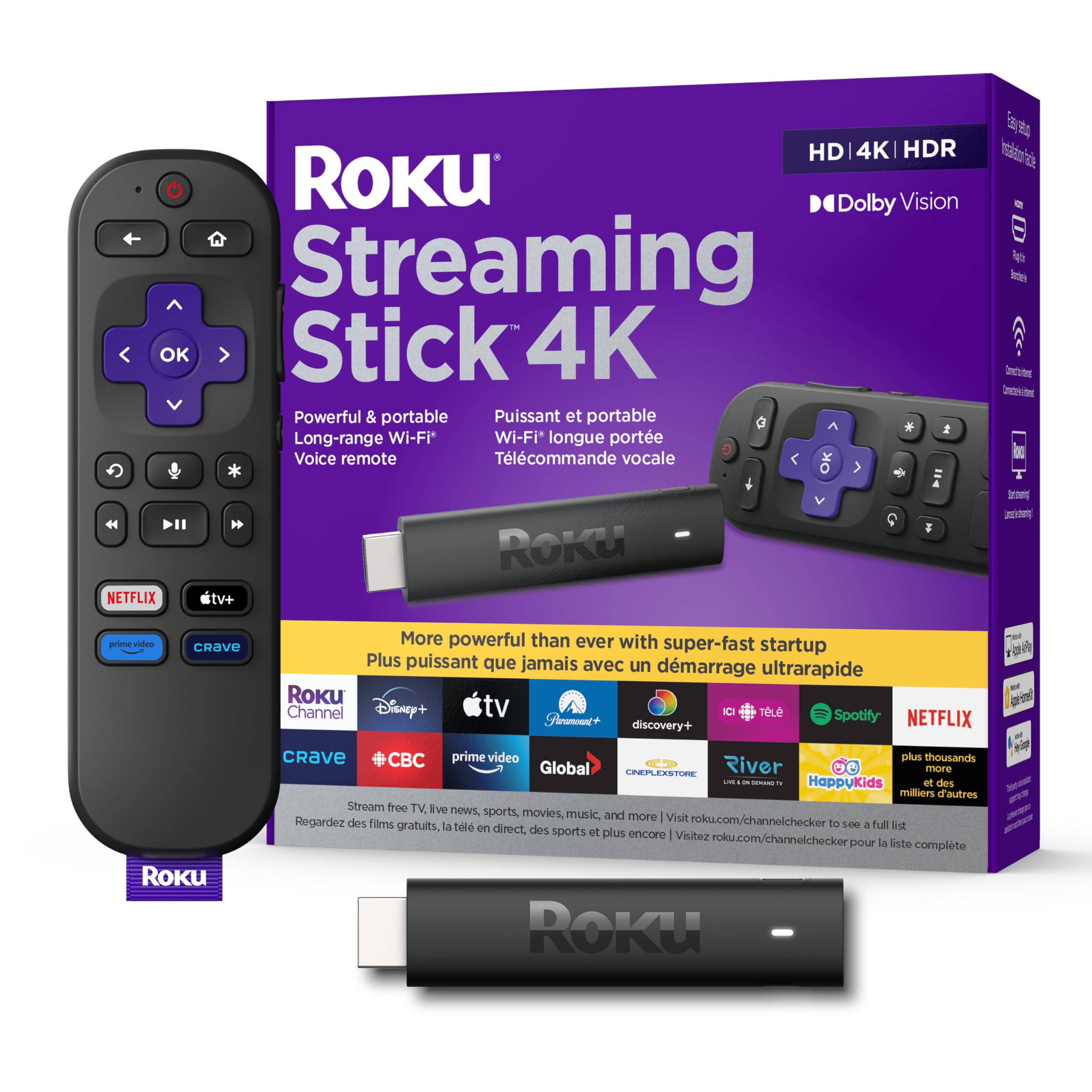 Roku Streaming Stick 4K | Streaming Device 4K/HDR/Dolby Vision with Voice Remote