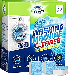 True Fresh Washing Machine Cleaner Tablets 25-Pack - Deep Cleaning Washer cleaner Tablets for Top loader, front Load & HE - Cleans Drum, Tub seal & other Parts Descaler & septic safe