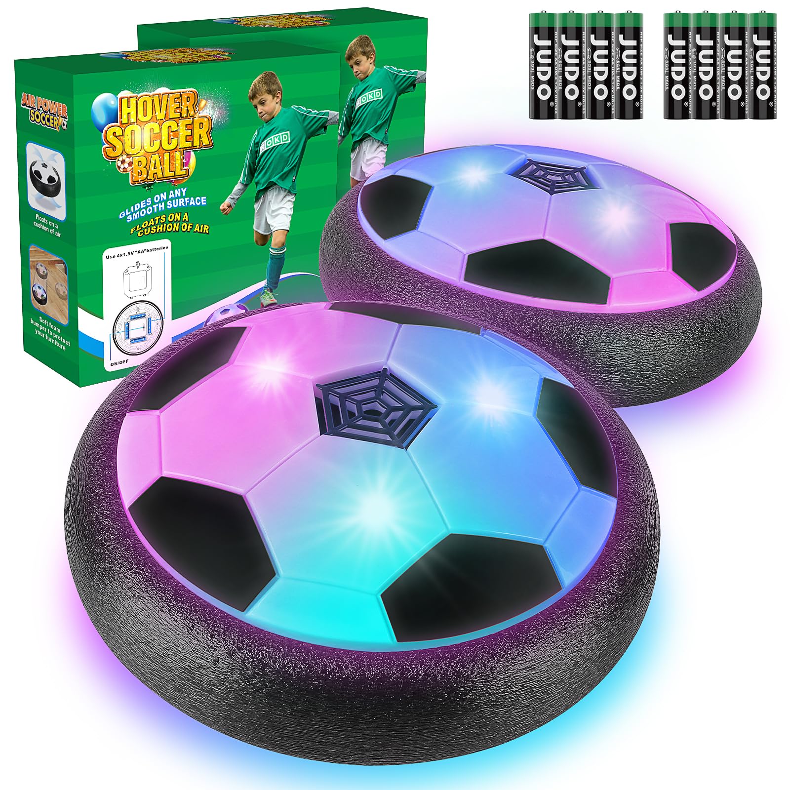 Ocditikl 2 Pack Hover Soccer Ball with 8 Pcs Batteries, Air Floating Soccer Toy 