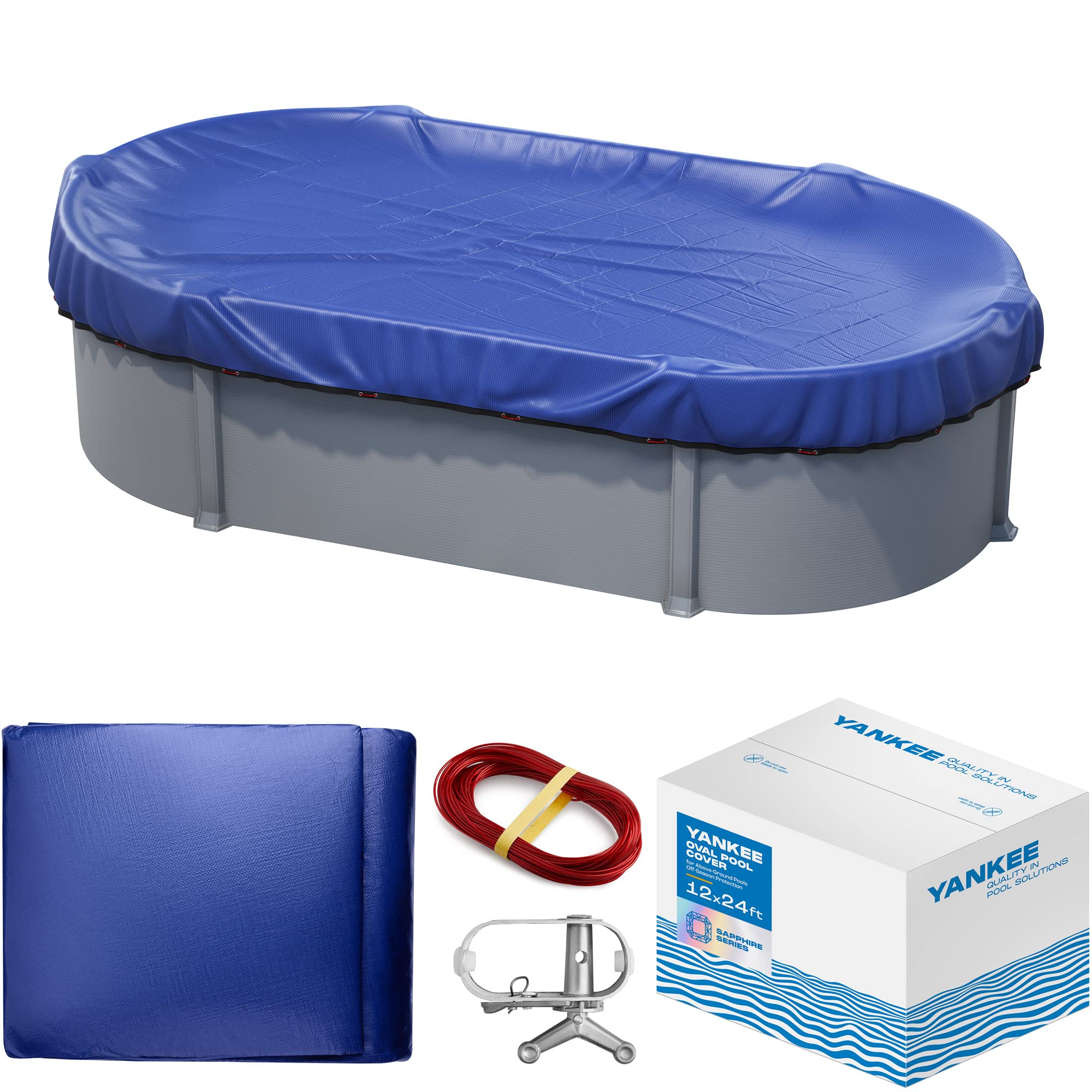 Yankee Pool Cover for Oval Pool | 12 x 24-ft | Oval Winter Pool Cover for Above 