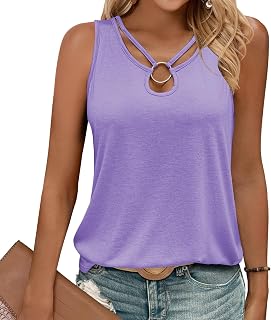 Gihgoew Summer Tank Tops for Women 2025 Keyhole Neck Sleeveless Fashion Cute Tops