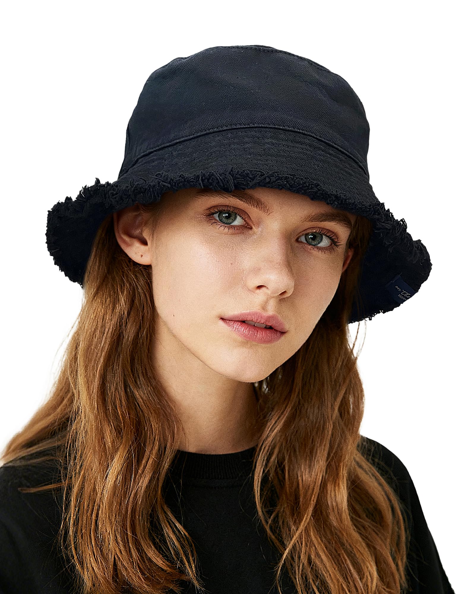 Croogo Bucket Hats for Women Wide Brim Washed Denim Cotton Sun Cap Outdoor