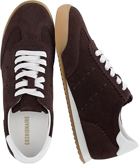 CUSHIONAIRE Topcat Genuine Leather Suede Sneakers for Women, Lightweight Everyday Casual Womens Shoes with Retro Style and Cushioned Comfort