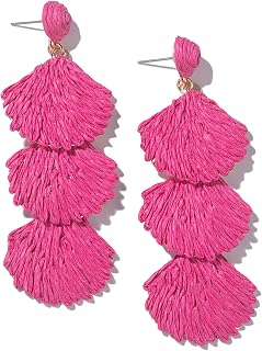 Raffia Starfish Seashell Dangle Drop Earrings Boho Summer Beach Jewelry