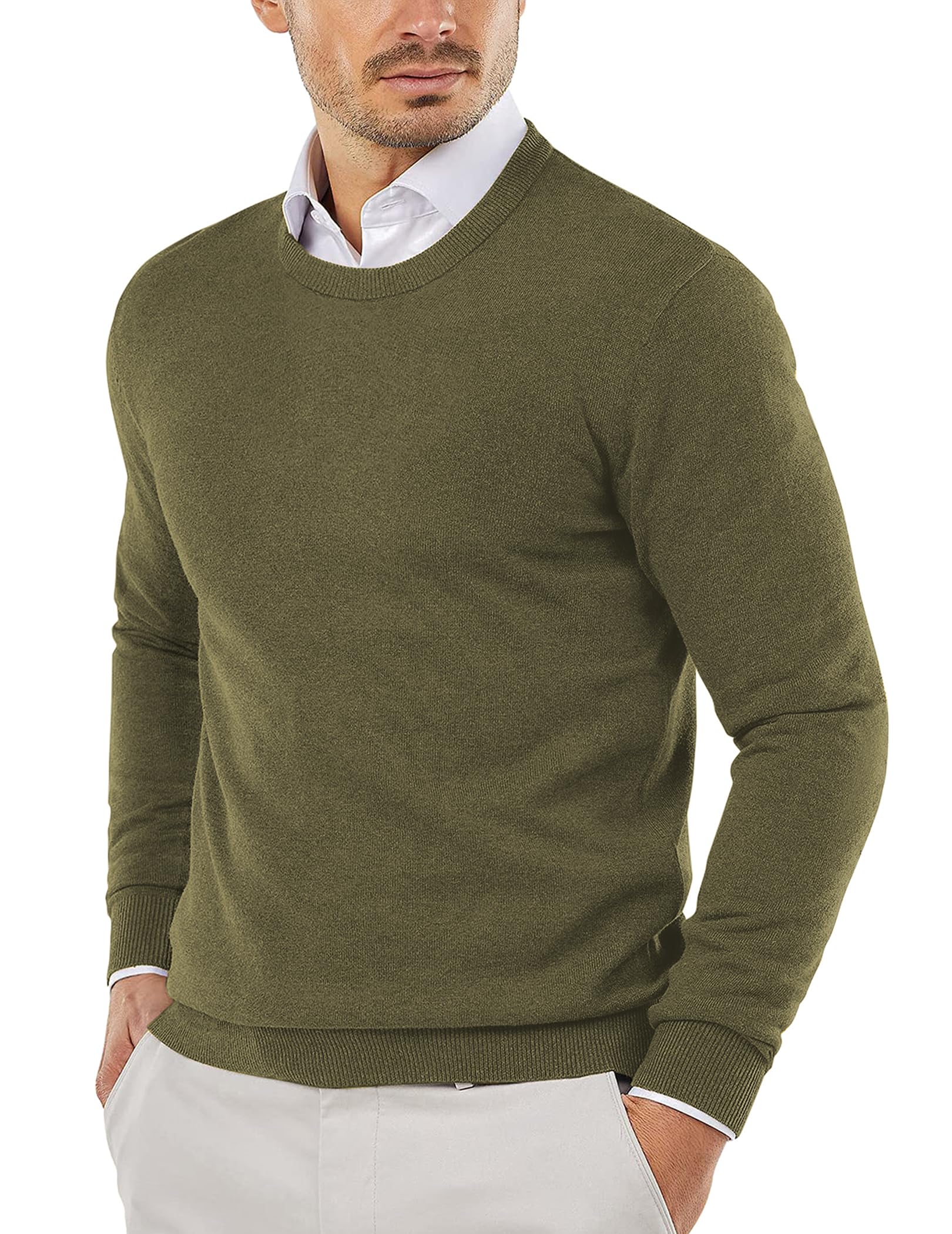 COOFANDY Men's Crew Neck Jumper Knitted Pullover Mens Lightweight Sweater Classi