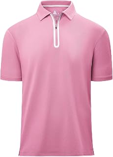 Men's Zipper Polo Shirt Short Sleeve Casual Tennis Golf Quarter Zip Tops