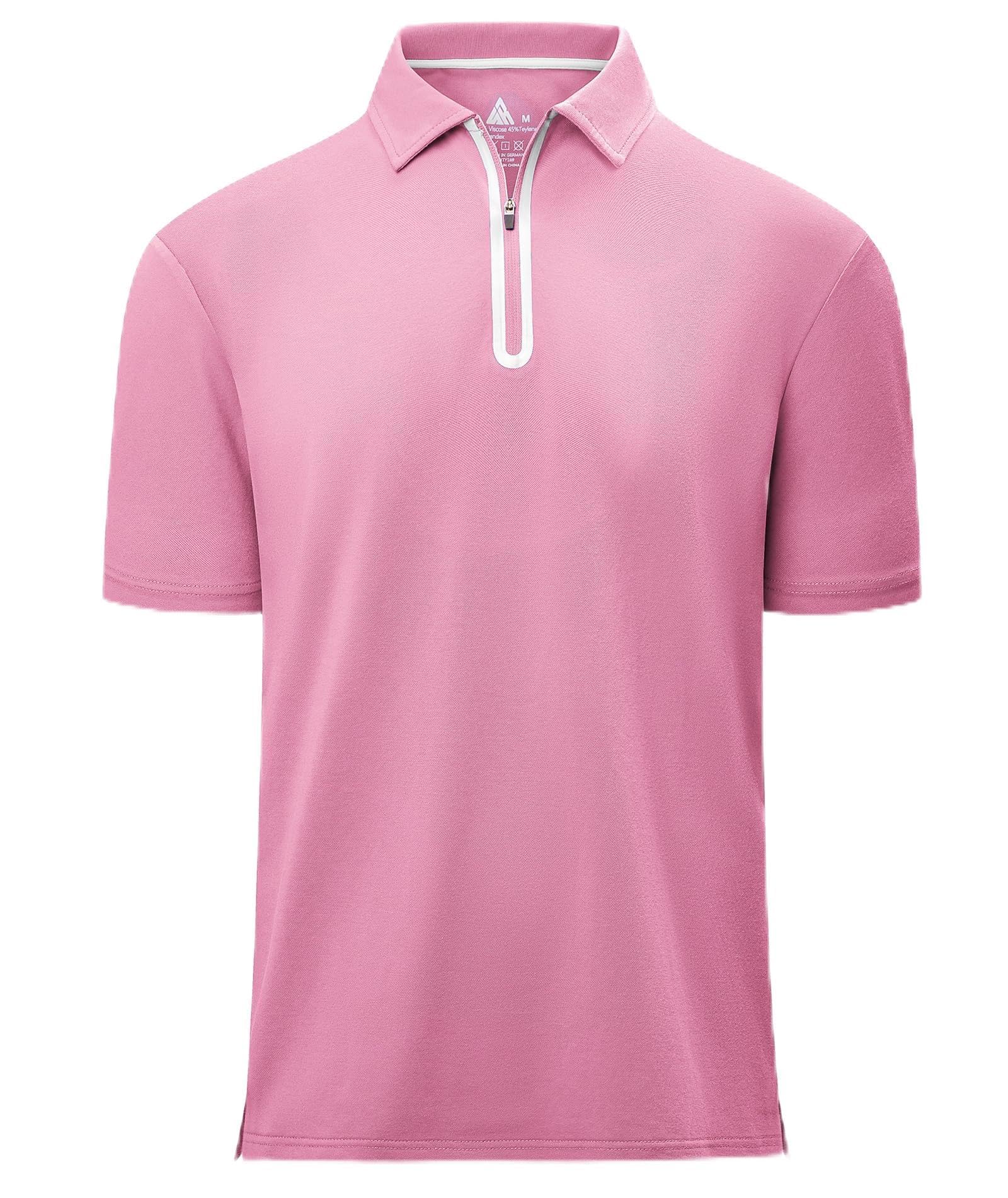 Men's Zipper Polo Shirt Short Sleeve Casual Tennis Golf Quarter Zip Tops
